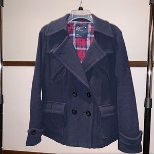 🔹 AMERICAN EAGLE OUTFITTERS Navy Blue Pea Coat